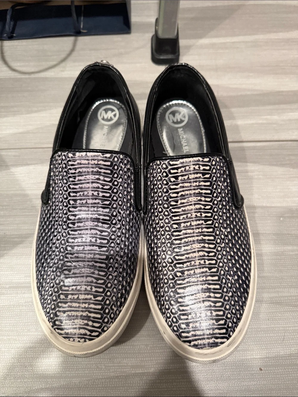 Michael Kors leather snakeskin Printed Slip-On Sneakers